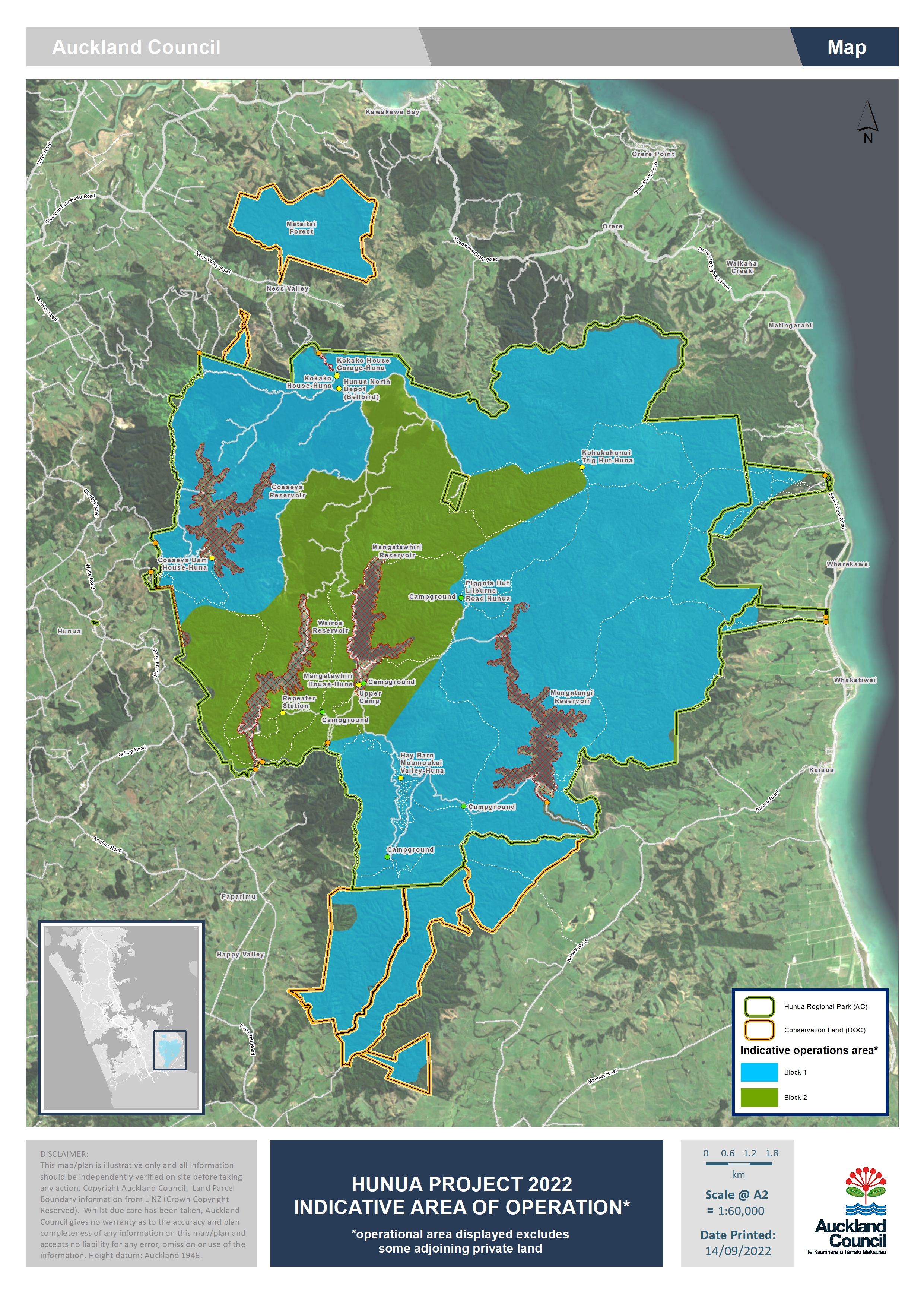 Map_Hunua Project Operational Area 2022