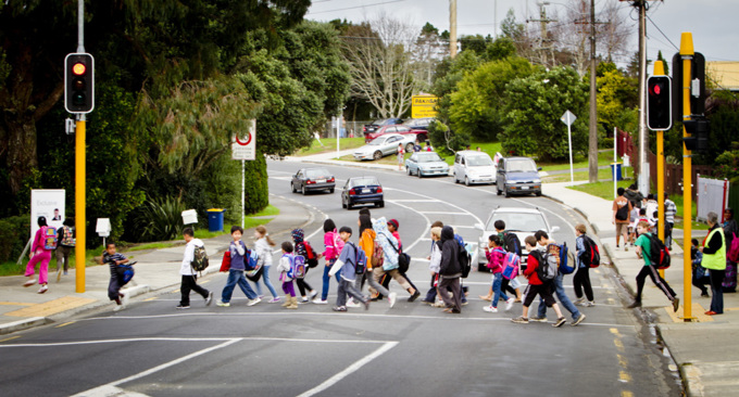 Traffic light school children