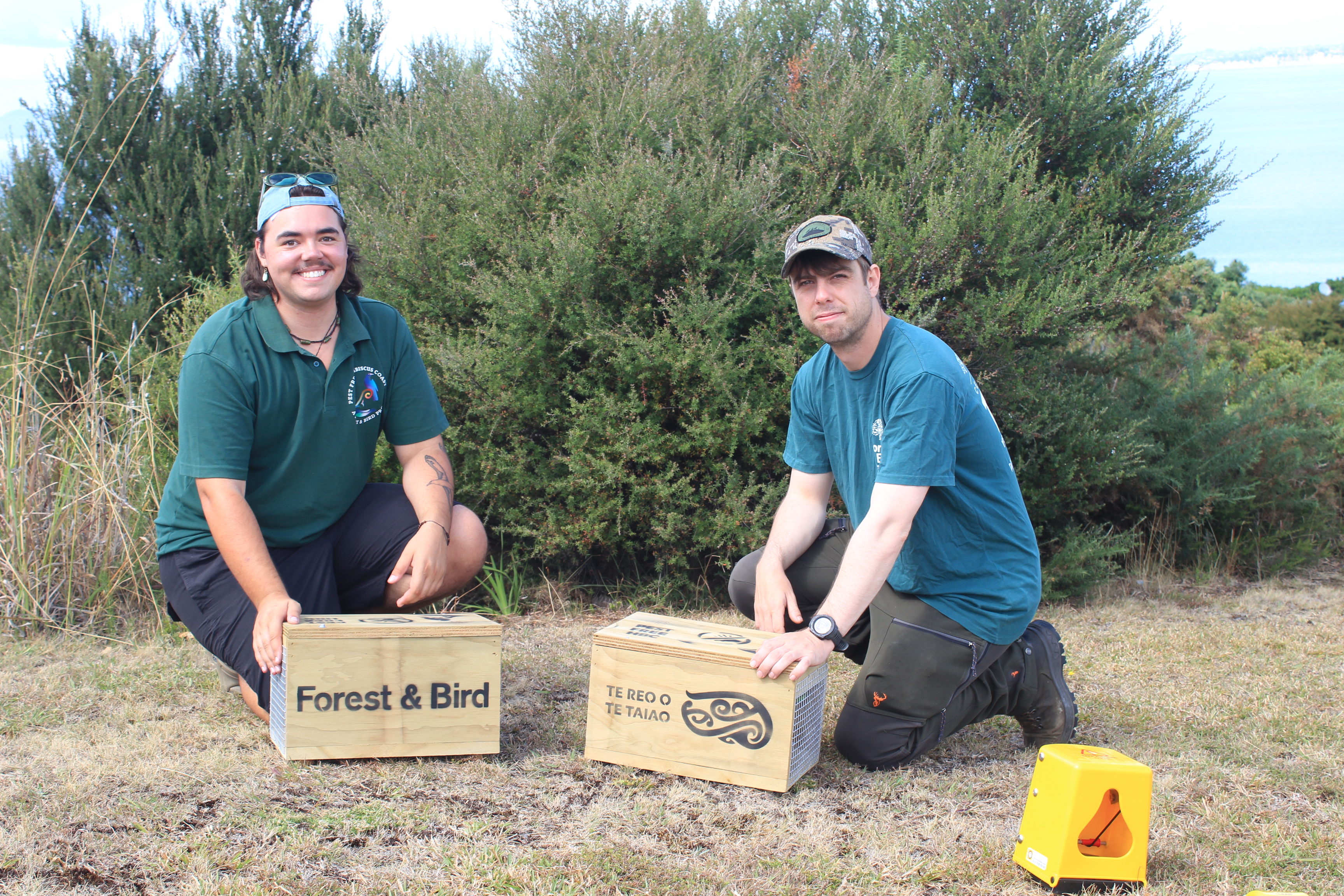 Rangers having animals in boxes to release them in the wild. 