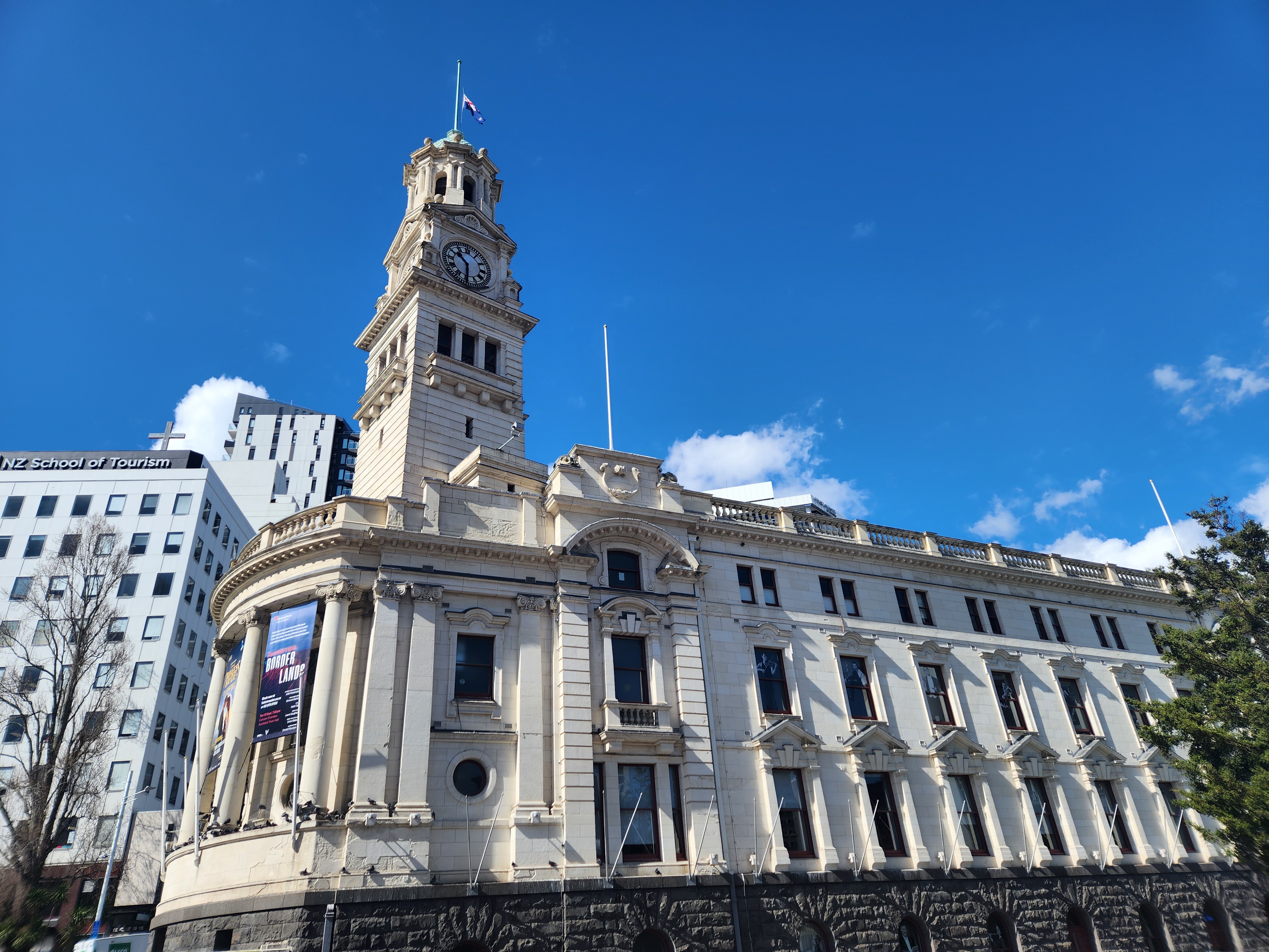 Auckland Town Hall's flag flies at half-mast