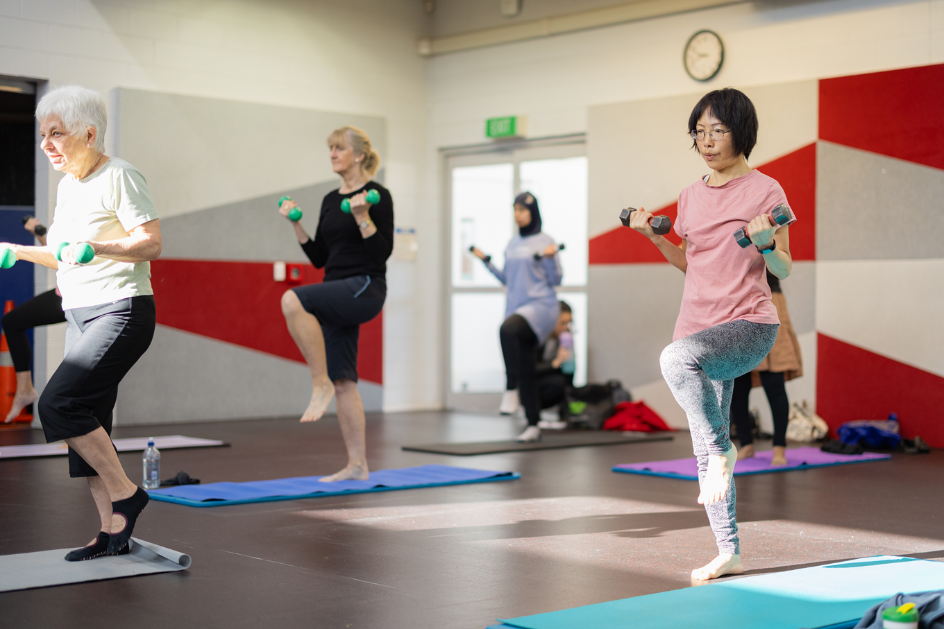 A class of senior citizens doing a community class.
