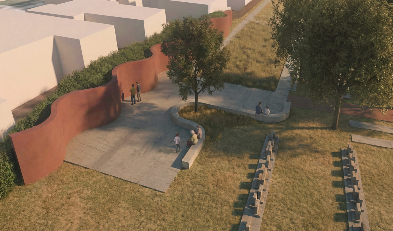 Concept drawing of sculptural wall at Pukekeohe Memorial Garden.