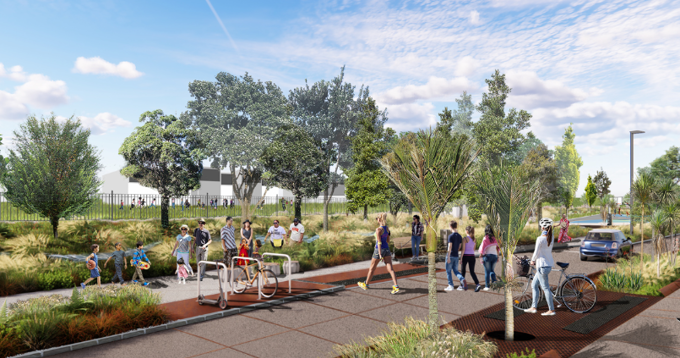 An artist render of what a local neighbourhood will look like