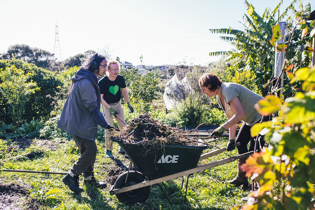 People doing gardening in the community. 