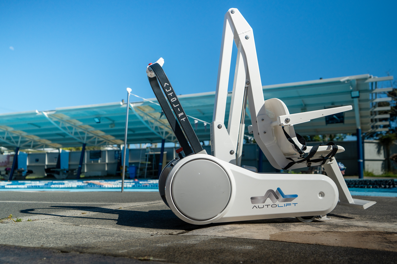 Accessible equipment to help people swim at a local pool. 