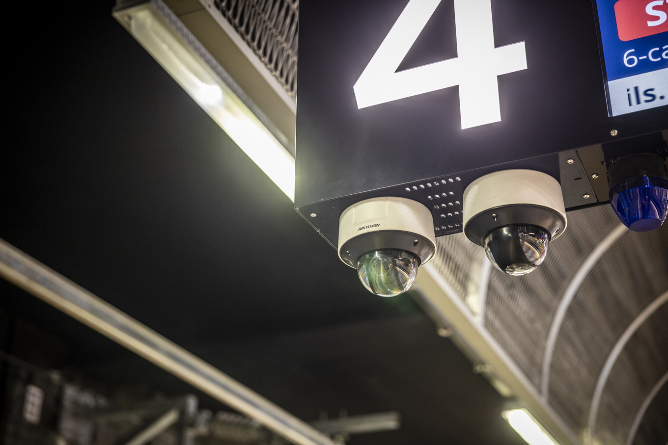 CCTV cameras at a train station. 