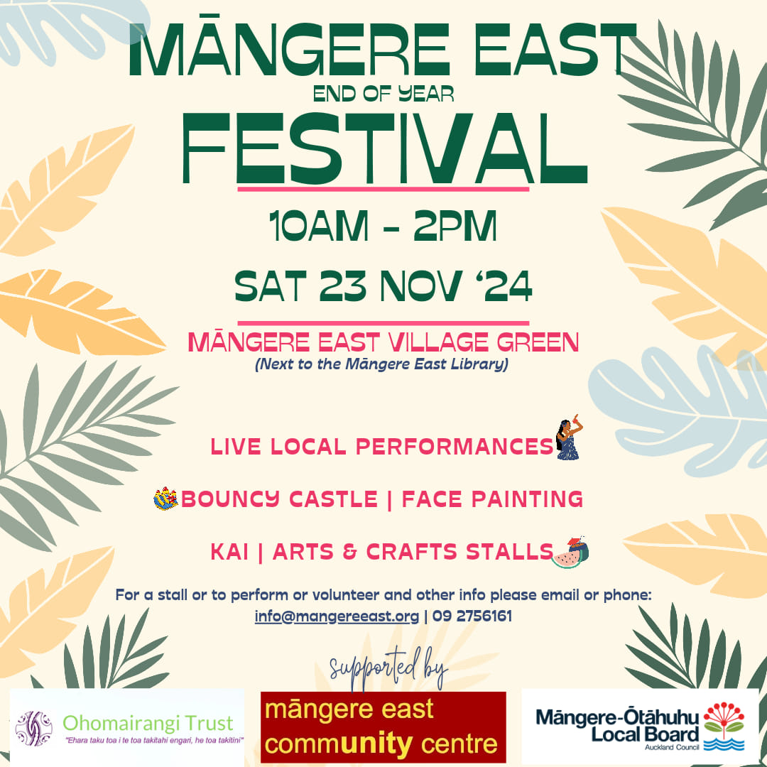 Mangere East End of Year Festival event poster.
