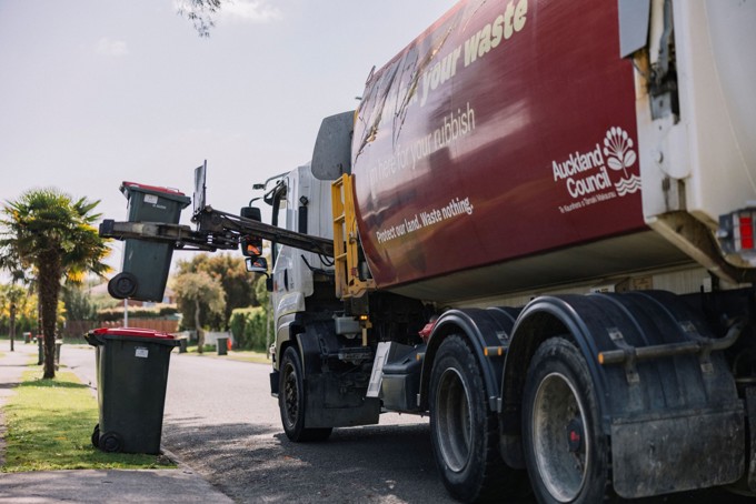 Rubbish Truck Collecing Trash