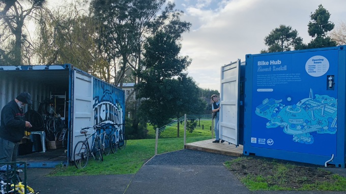 Leora And Nihal At Mount Setting Up Roskill Bike Hub