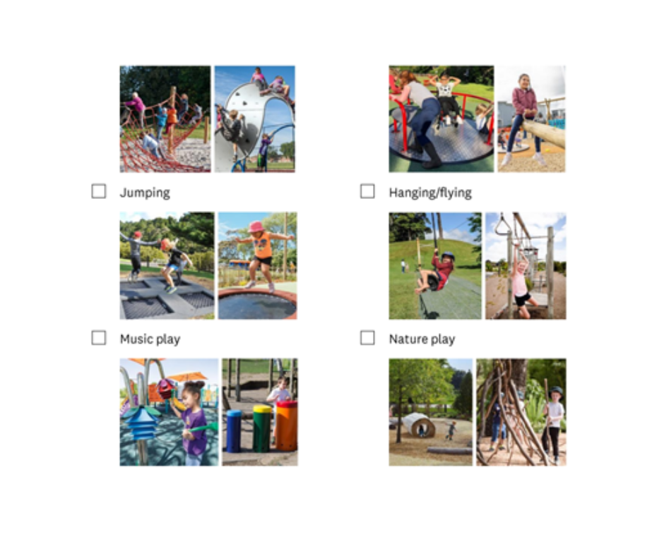 Choices for playground features.