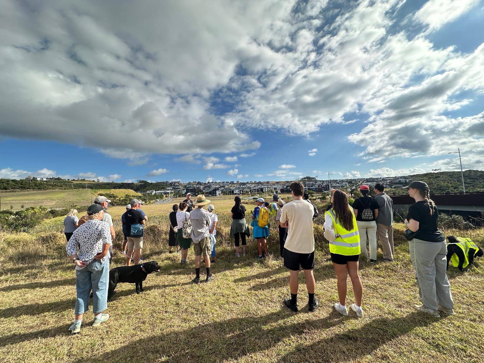 People out in a field.
