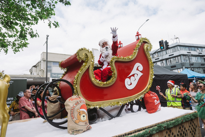 A local santa in a sleigh