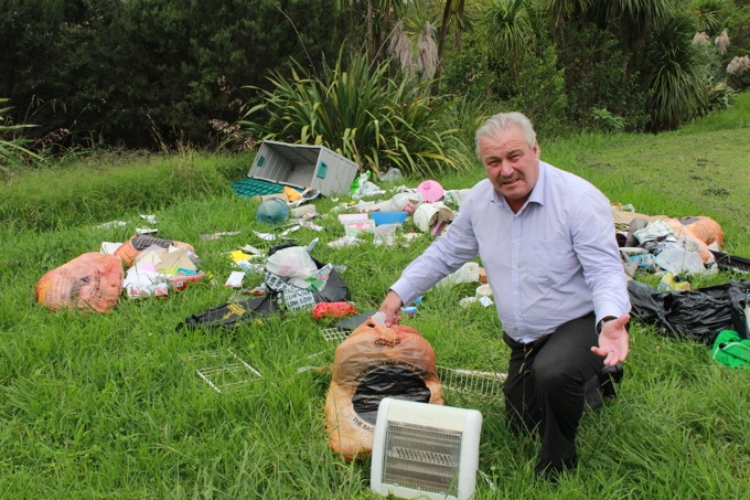Deputy Mayor Bill Cashmore at a site in Takanini that's become popular for illegal dumping.