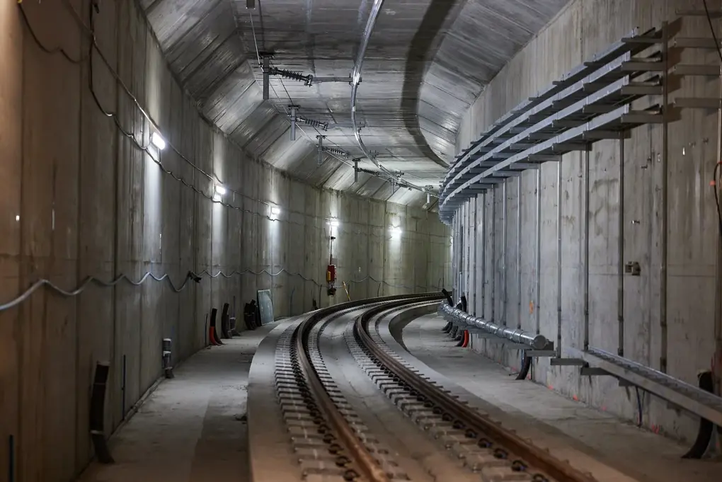 The inside of train tunnels