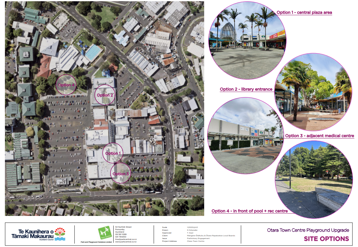 Proposed locations for new playgrounds in Otara. 