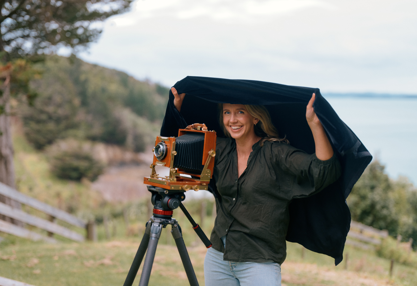 Kate Van Der Drift with a vintage camera. 