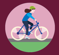 graphic illustration of a person riding a bike