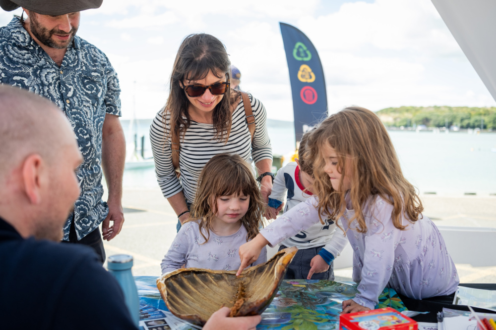 A family enjoying art time. 