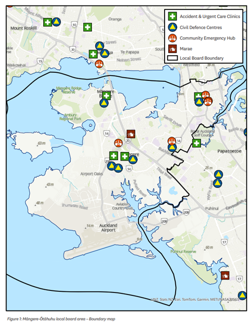 Emergency plan outline of South Auckland neighbourhoods. 