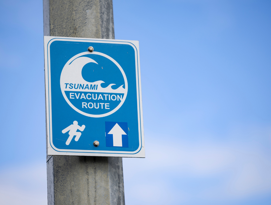 Tsunami Evacuation Route sign.
