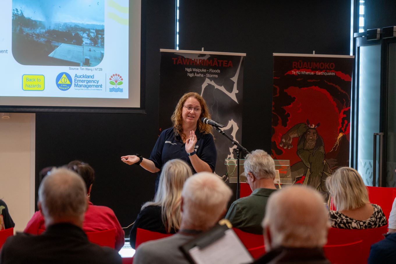 Angela Doherty speaking at AEM event.