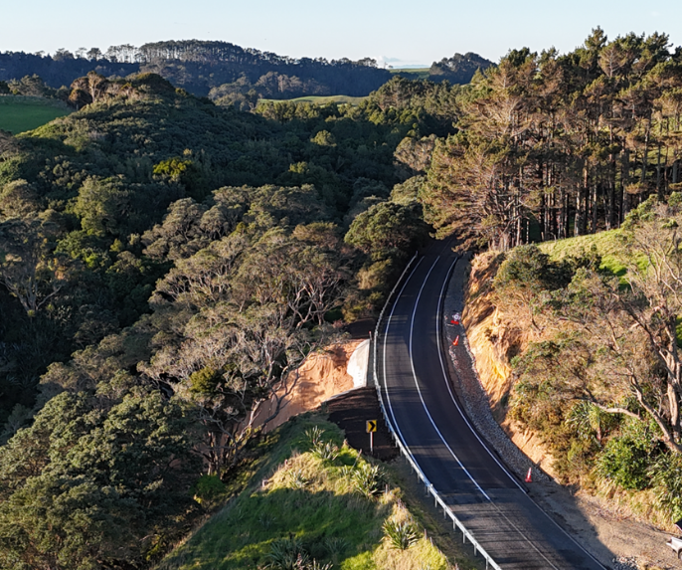 After: Āwhitu Road slip 1 – north of West Coast Road.