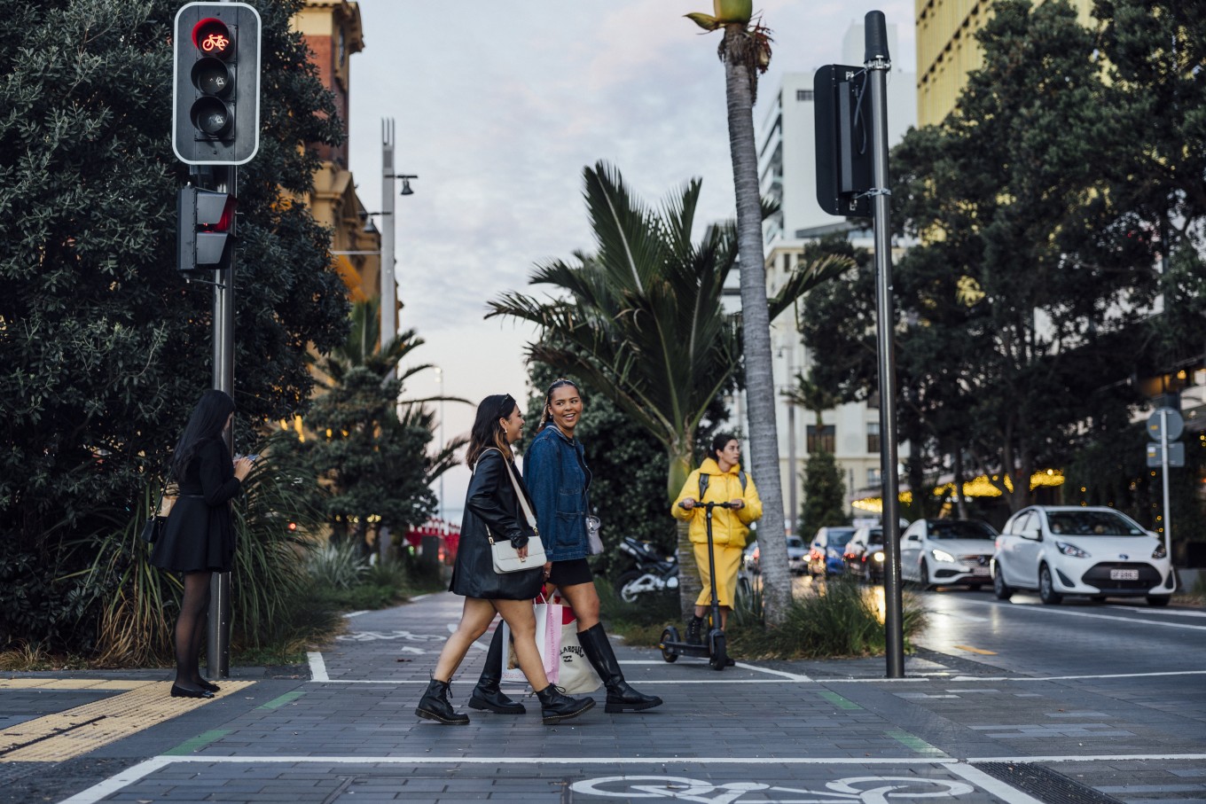 People walking along Quay Street.