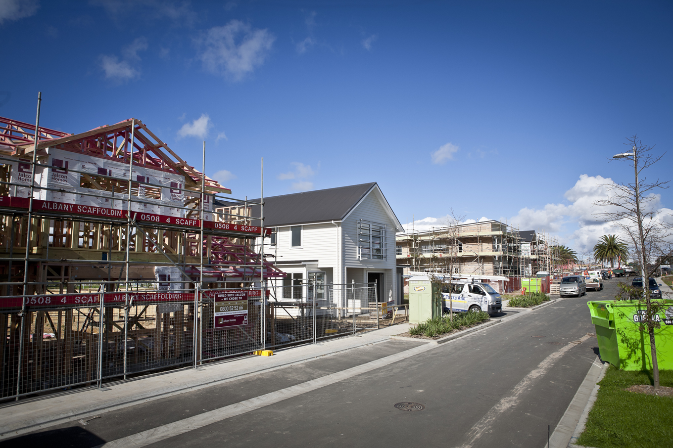 Several houses being built.