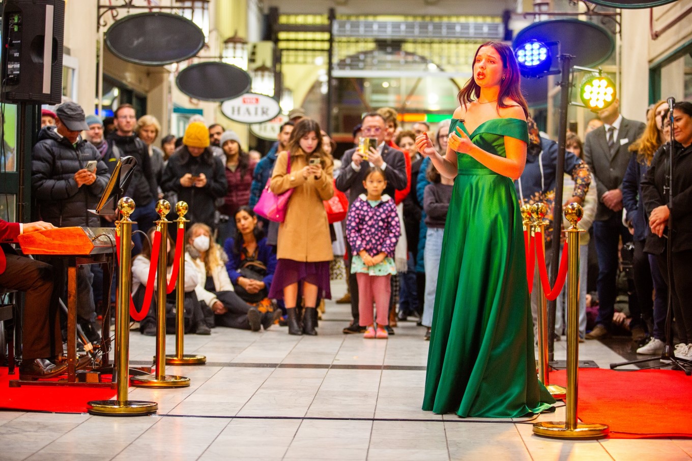 Olivia Forbes performances at Strand Arcade.