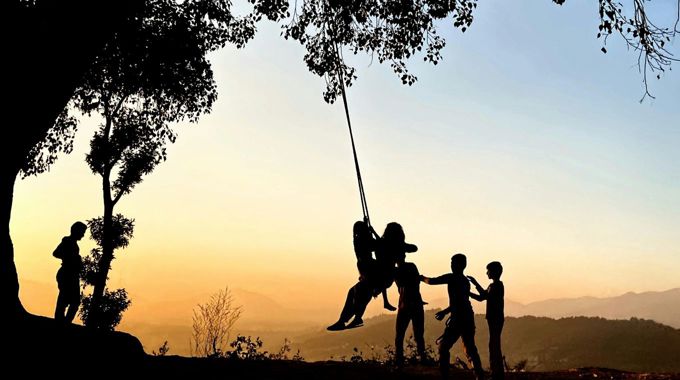 People playing in shadow