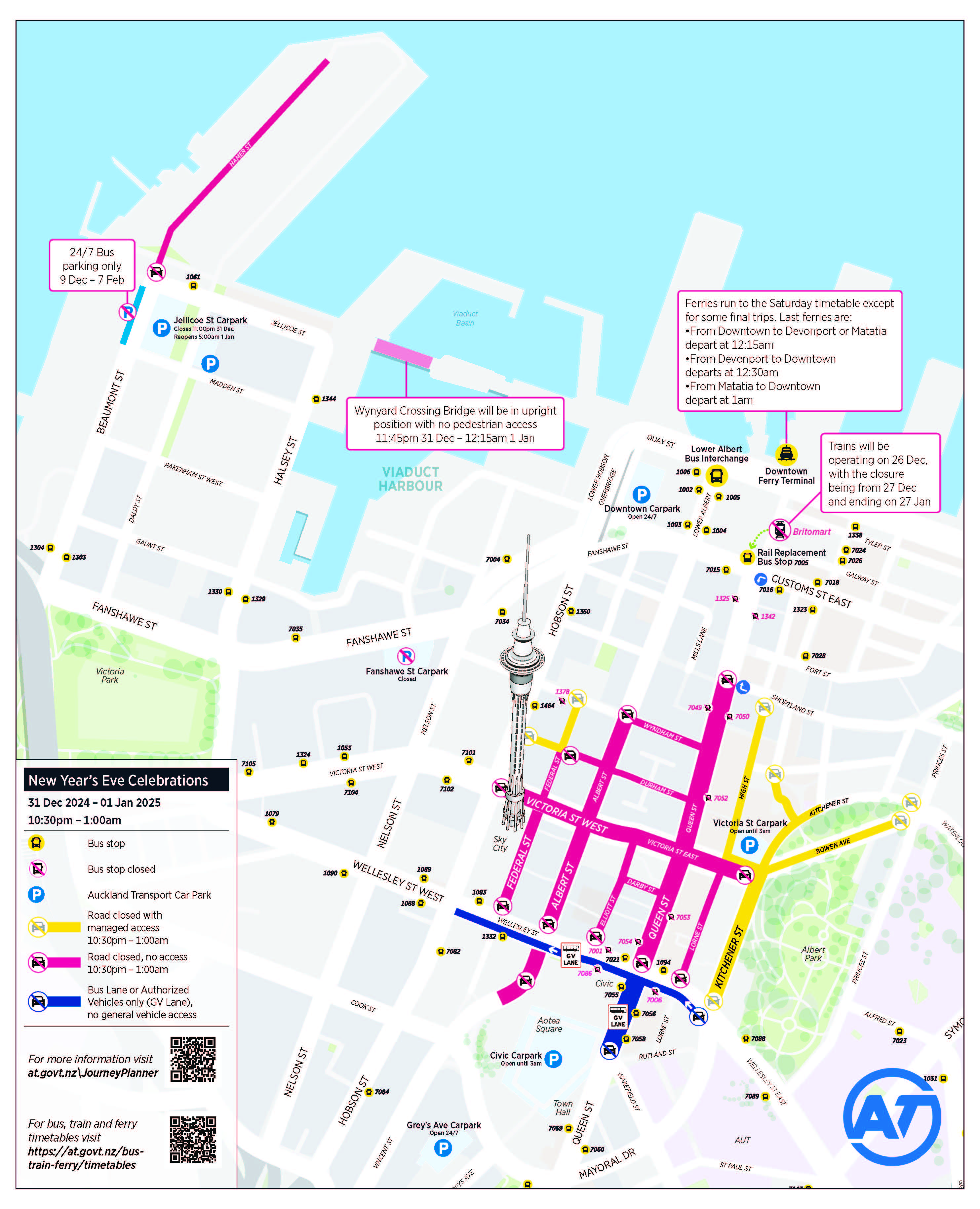 Map of streets closed during New Year's Eve. 