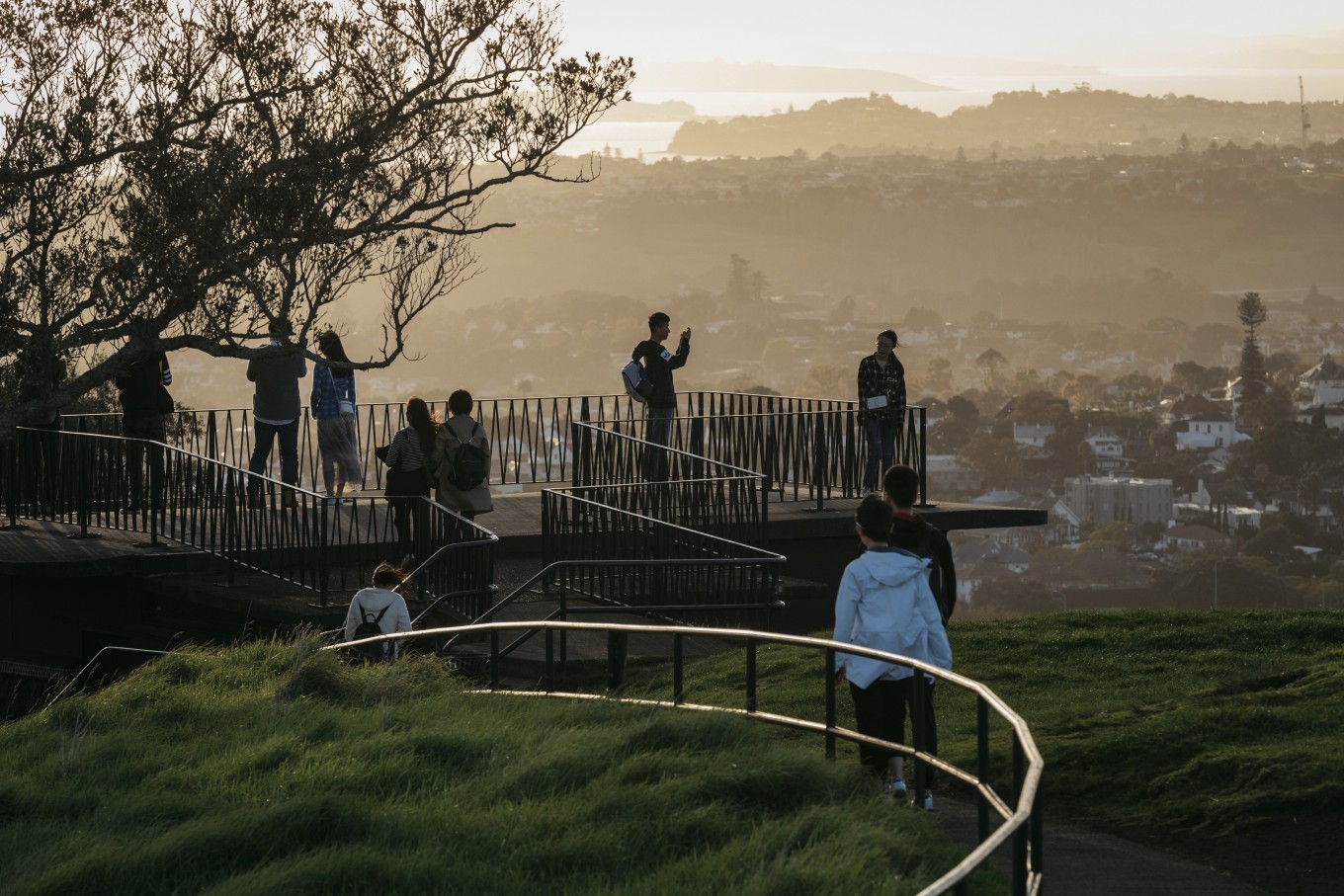Looking at the sunrise.