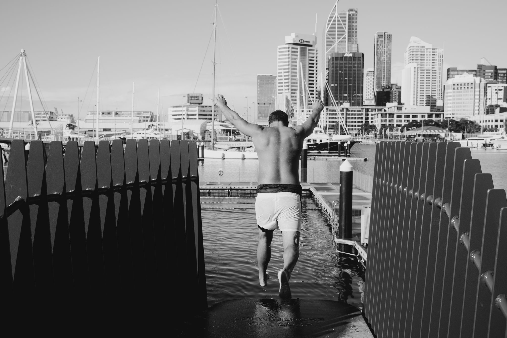 A swimmer 'Takes the leap' in entry to the Auckland Festival of Photography, by Lambert Laluz.   