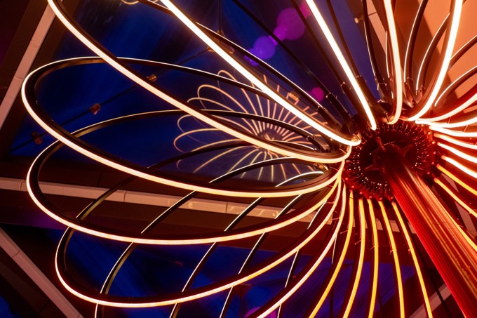 Federal St winter lights at night