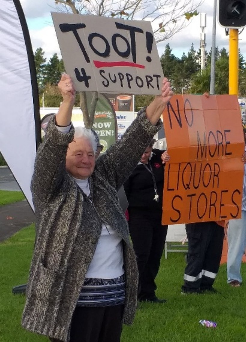 Local protestors against the opening of a local liquor store.