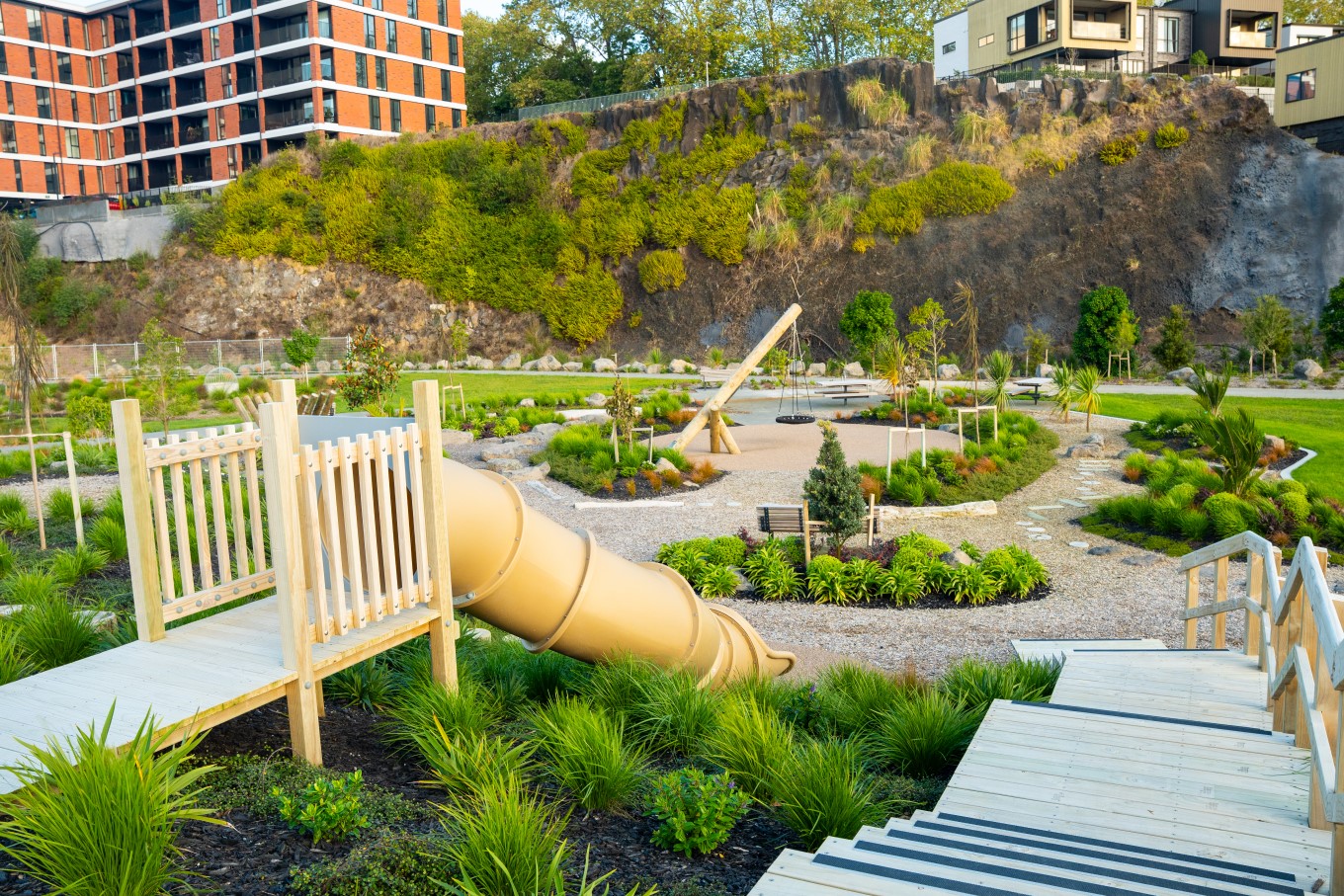 Playground green area at Taurangi.