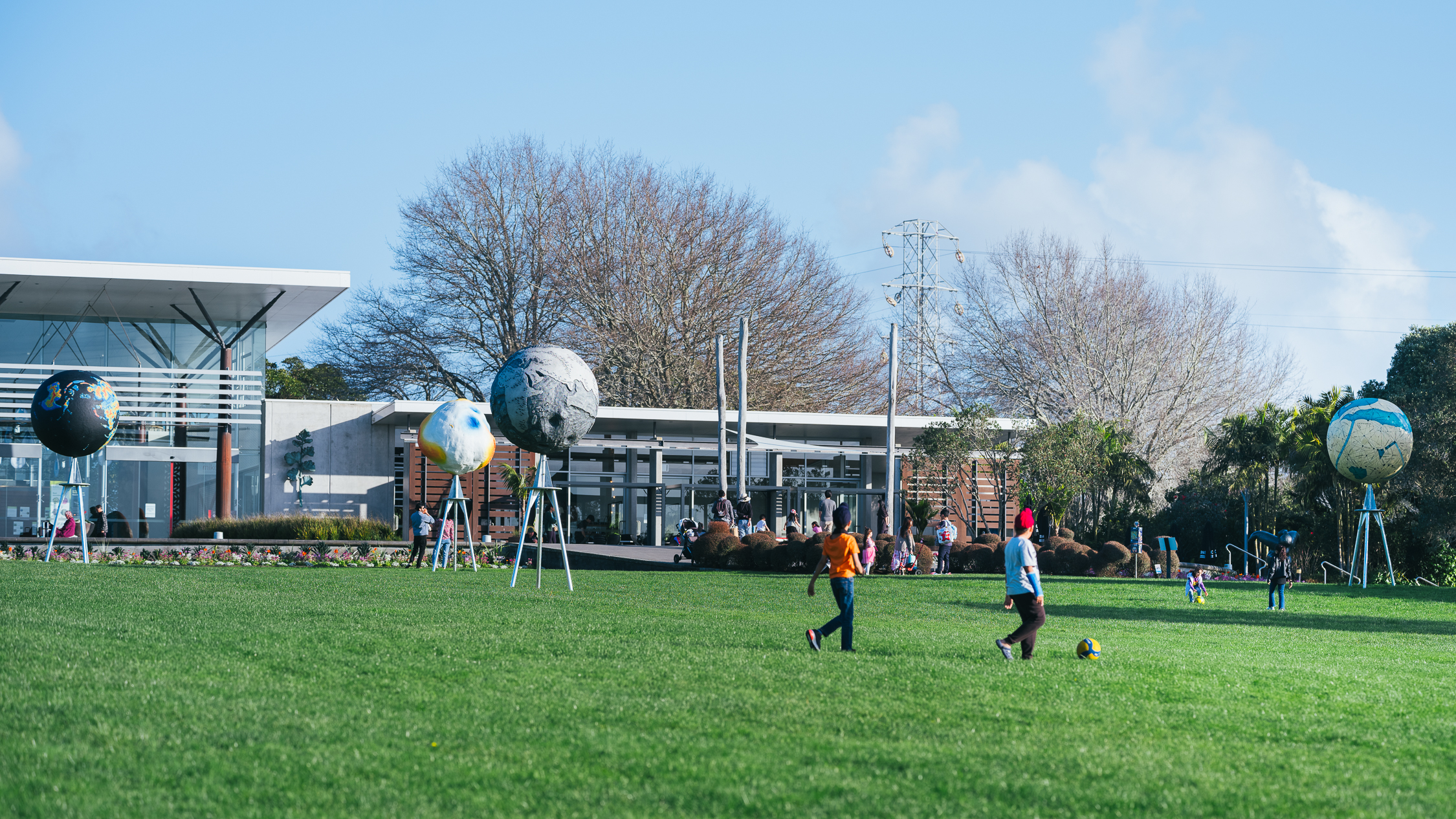 Kids playing soccer. 
