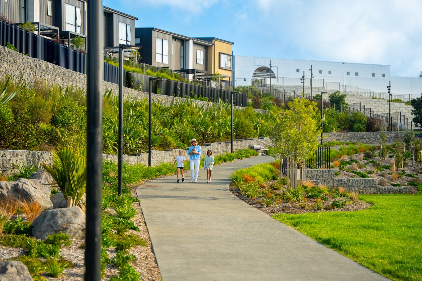 Family enjoying the green space. 
