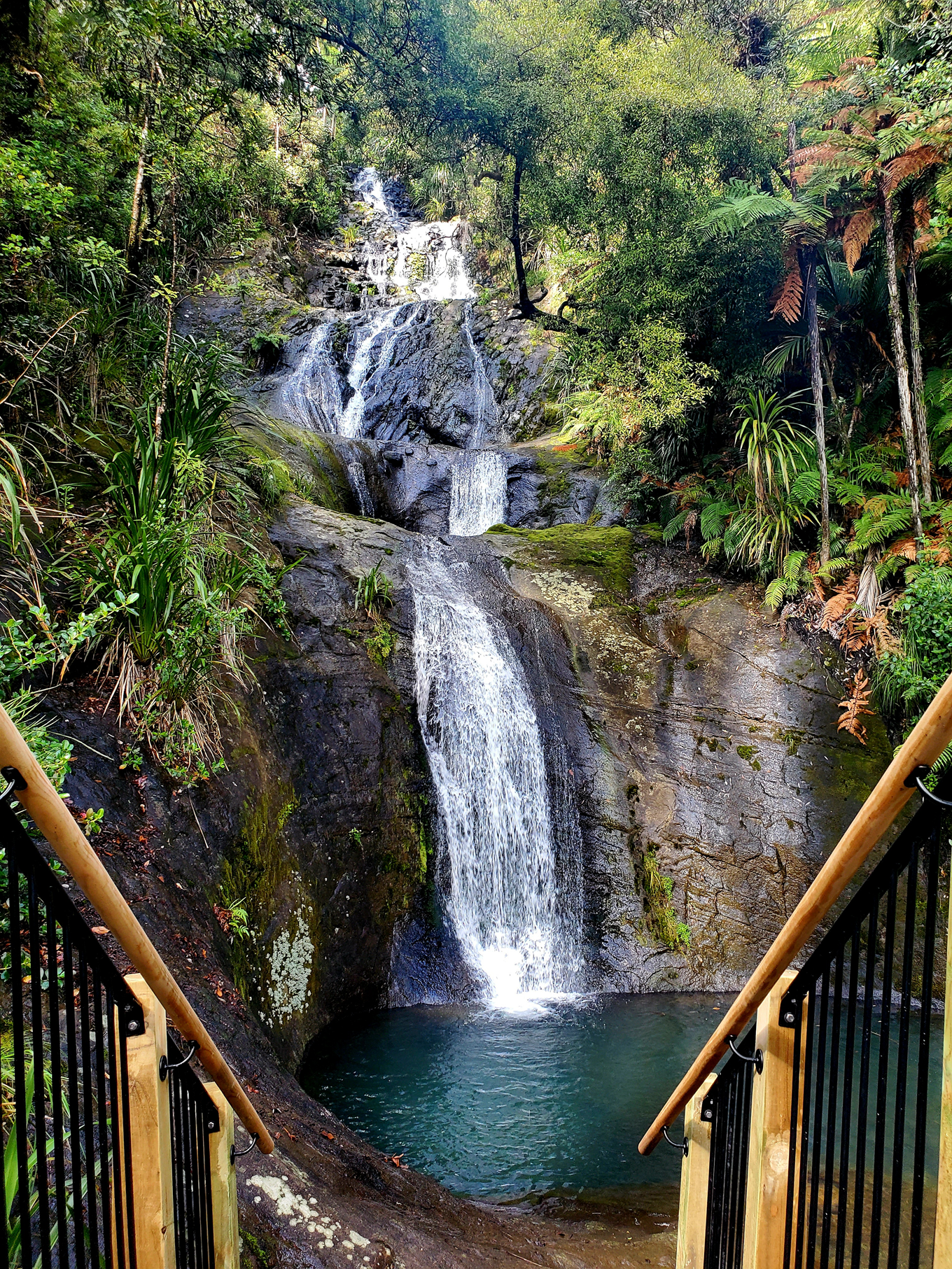 A waterfall by the bush area. 