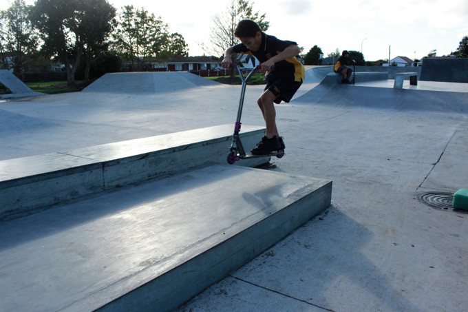 Waiuku skate park scooter rider