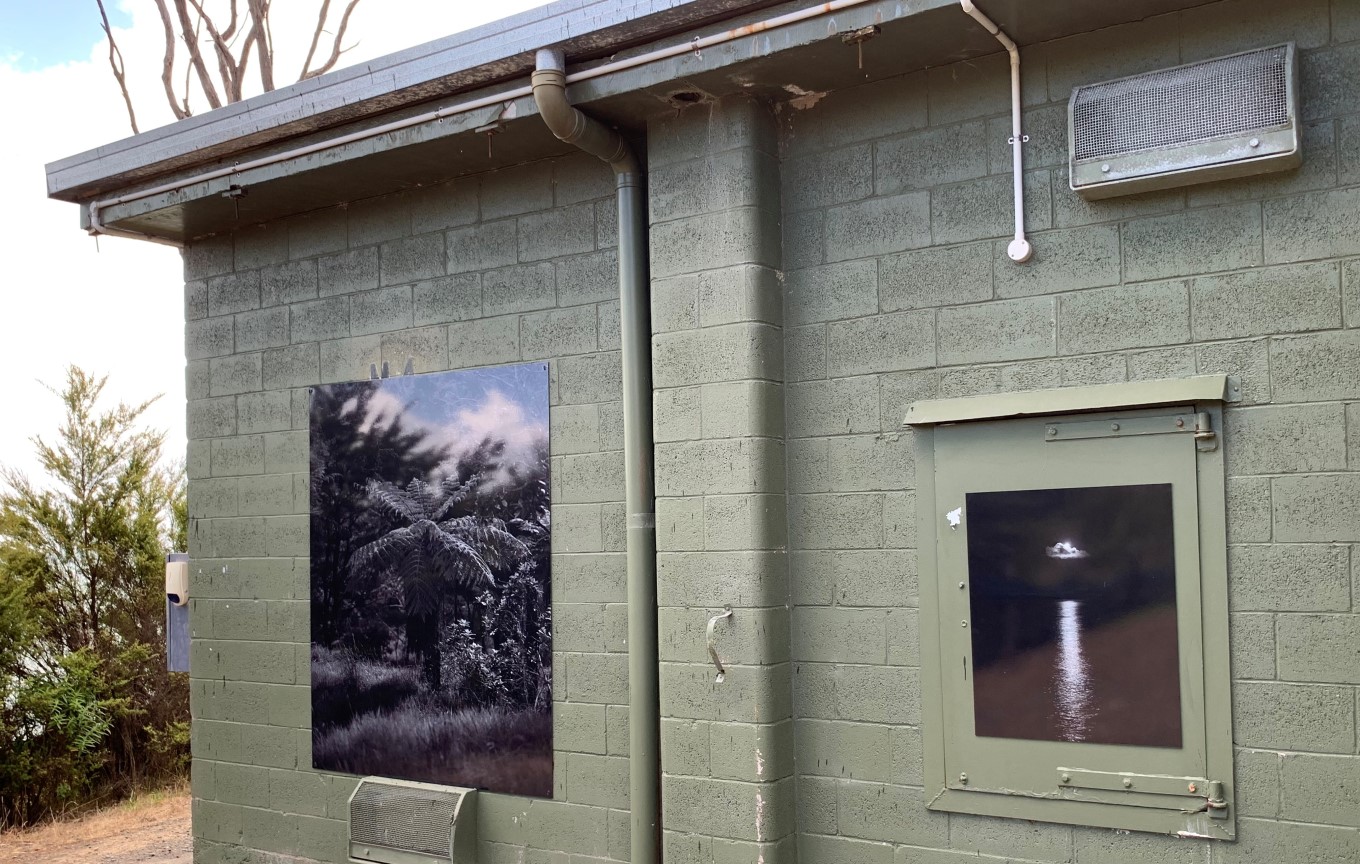 Art display on public facility. 