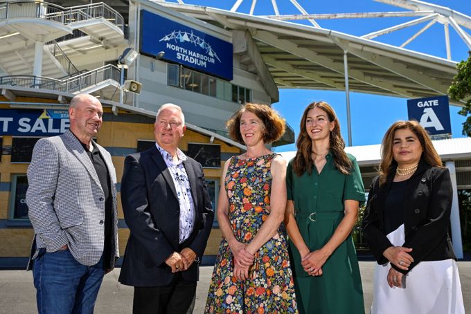 Auckland Council staff outside North Harbour Stadium