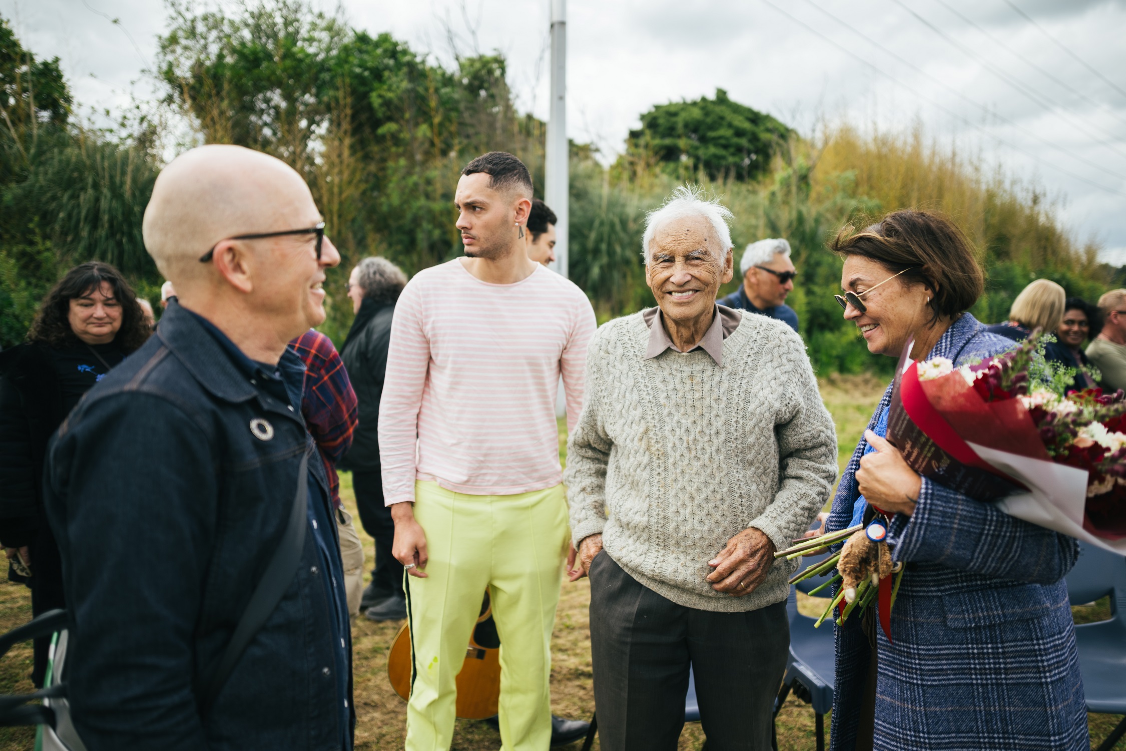 Fred Graham at the unveiling of his artwork in Waiuku.