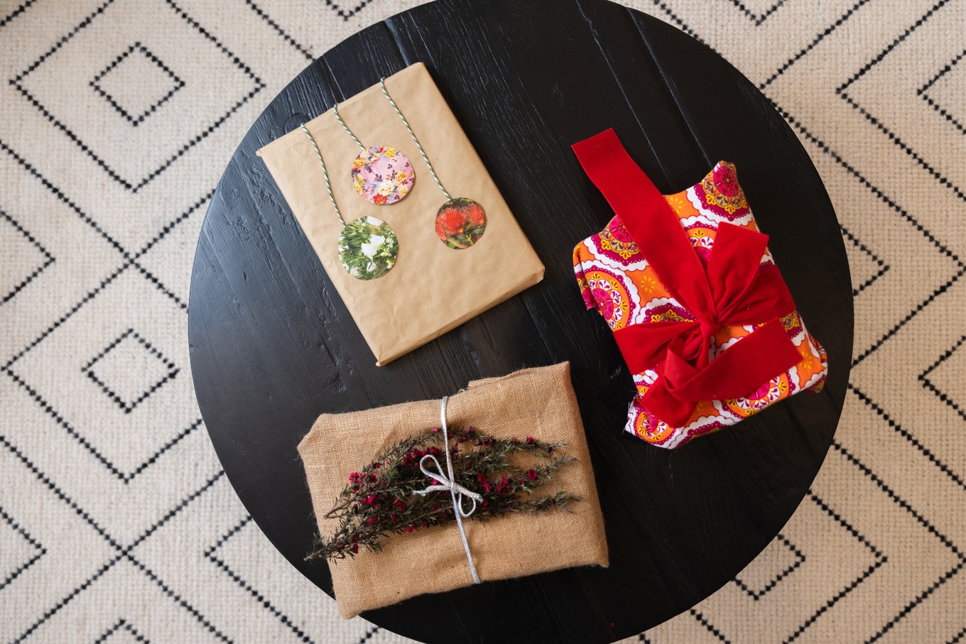 Alternative ways of gift wrapping presents. 