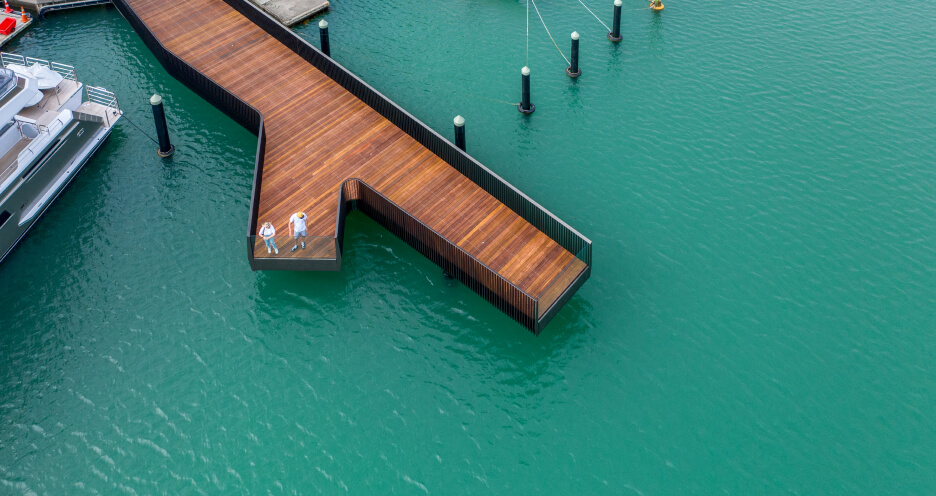 The Viaduct Harbour art installation Te Mata Topaki.