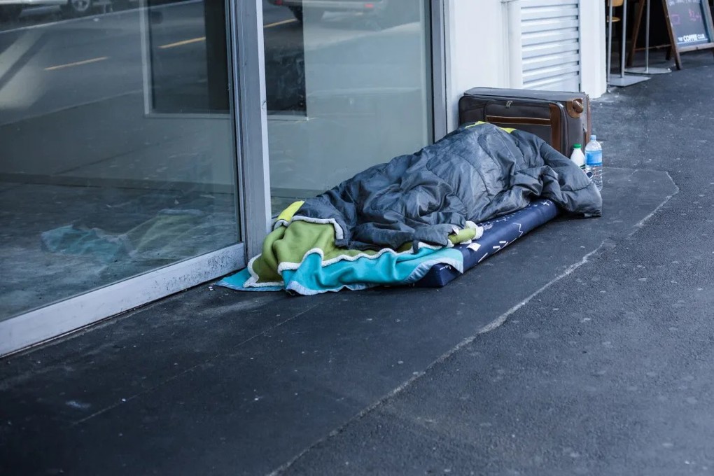 Homeless person on a mattress