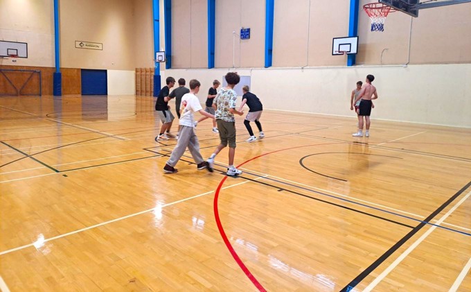 Kids playing basketball