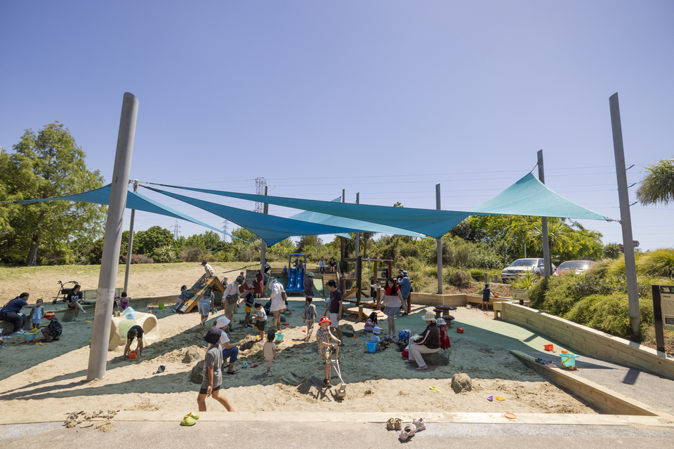 Shaded area of a local playground.