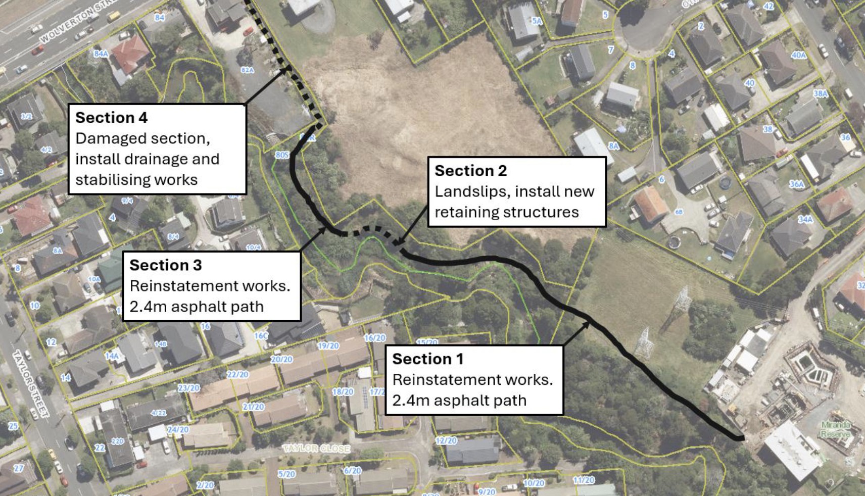 Pathways being built for the public in a local neighbourhood.