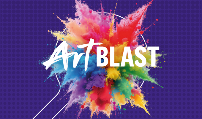 Art Blast tile with words